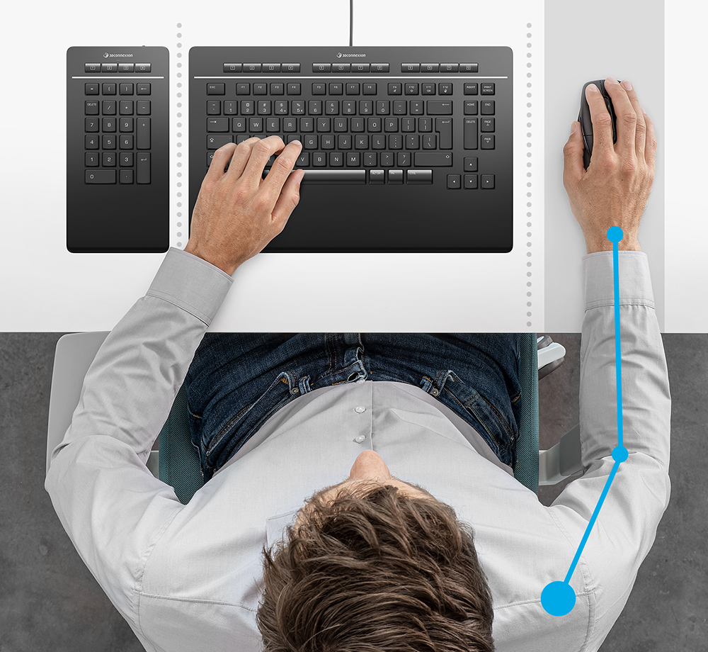3Dconnexion Keyboard Pro - Ideale Maus-Position