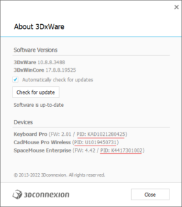 Where can I find the serial number / PID of my 3Dconnexion device