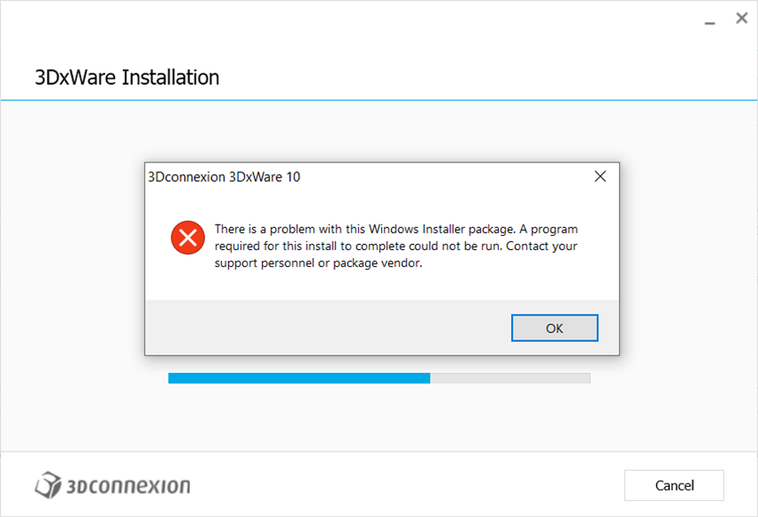 A program required for this install to complete could not be run ...
